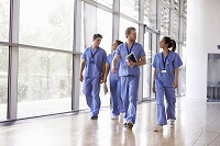Nurses walking in hospital